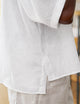 Rosie Short Sleeve Button Up White Linen