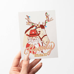 Howdy Holidays Santa Greeting Card: Single Card