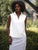 Olivia Popover Tank White Tattered Denim