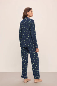 Gisele Printed Long PJ Set Apline Skier Ivory Forest Green