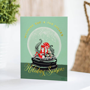 Fox Snowglobe Holiday Greeting Card: Single Card