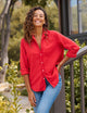 Eileen Relaxed Button-Up Shirt in Crimson Red