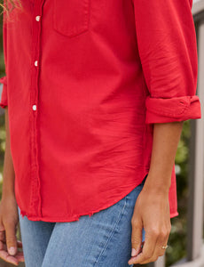 Eileen Relaxed Button-Up Shirt in Crimson Red