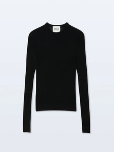 Superfine Cashmere Blend Waffle Crewneck Black