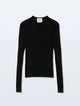 Superfine Cashmere Blend Waffle Crewneck Black