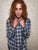 Eileen Relaxed Button Up Grey Red Plaid