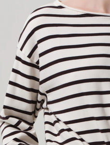 Boat Neck Long Sleeve Chocolate Stripe