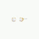 Round - White Opal Gemstone - Gold Earrings