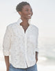 Eileen Relaxed Button-Up Shirt Textured White Flowers
