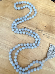 Prayer Mala Necklace- Aquamarine