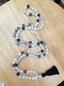 Prayer Mala Necklace- Tourmalinated Quartz