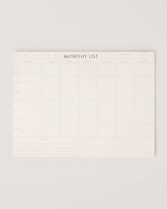 Monthly List Pad