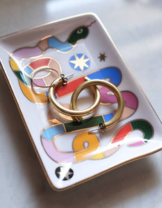 Rainbow Snake Porcelain Trinket Dish