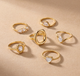 Gold Ring - Cascade Pear - White CZ: 6