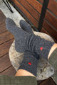 Embroidered Snow Socks: CHARCOAL + HEART