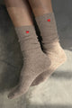 Embroidered Snow Socks: TAN + HEART