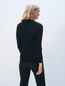 Superfine Cashmere Blend Waffle Crewneck Black
