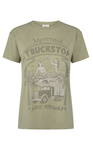 Mermaid Truckstop Biker Tee - Khaki