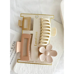 4 Pack Assorted Clips Samantha Latte
