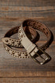 Sola Studded Leather Belt in Stone Cold