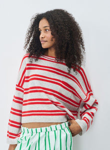 Raxow Knit Heather Grey Strawberry Stripes