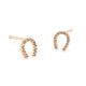 Pave Mini Horseshoe Studs: Rose Gold
