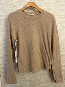 Supima Slub Jersey Long Sleeve Crew Almond