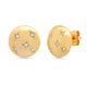Gold Button Earring Studs with CZ Star Accents