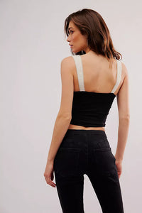Two Tone Tank in Black Ivory