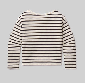 Boat Neck Long Sleeve Chocolate Stripe