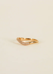 Gold Rings - Pave Wave - Champagne CZ: 9