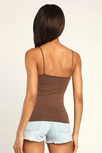 Seamless Vneck Cami in Chocolate