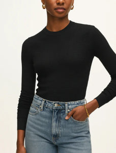 Superfine Cashmere Blend Waffle Crewneck Black