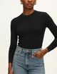 Superfine Cashmere Blend Waffle Crewneck Black