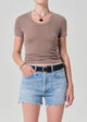 Maude U Neck Tee Cocoa