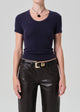 Maude U Neck Tee Navy