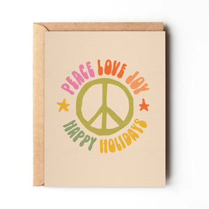Peace Love Joy Happy Holiday Retro Card
