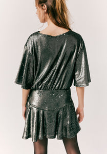 Manuka Sequin Dress Gunmetal