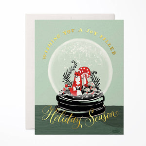 Fox Snowglobe Holiday Greeting Card: Single Card