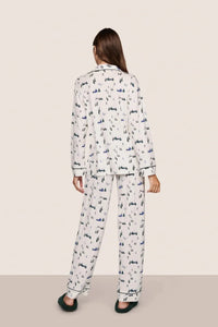 Gisele Printed TENCEL™ Modal Long PJ Set Ski Chalet Ivory/Pine