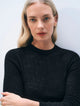 Superfine Cashmere Blend Waffle Crewneck Black