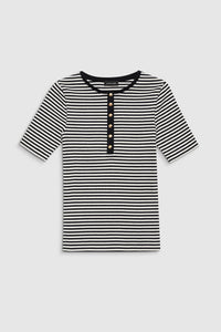 Alessia Stripe Tee in Black Cream