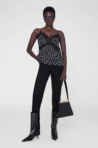 Amelie Camisole Black White Double Dot Jacquard