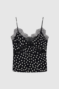 Amelie Camisole Black White Double Dot Jacquard
