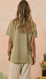 Mermaid Truckstop Biker Tee - Khaki