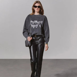 Spencer Hearts Sweatshirt in Washed Black