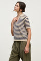 Yael Striped S/S Polo Oatmeal Navy