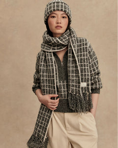 Lindsey Check Knit Scarf Charcoal