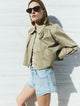 Everly Shirred Crop Jacket Catalina