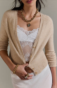 School Girl Cardi Feather Grey Melange